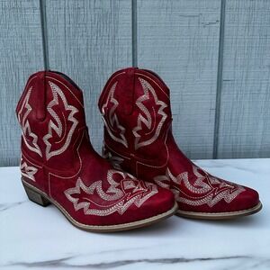 Red Western Ankle Boots